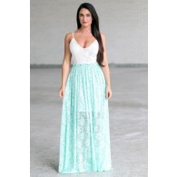 Cute Mint Green Open Back Maxi Dress, Summer Juniors Maxi Dress Online