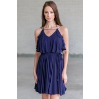 Navy Flutter Top Summer Dress, Cute Juniors Dress Online