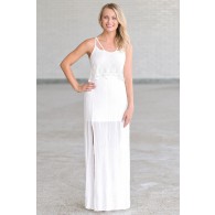 Angel Hippie Ivory Flutter Top Maxi Dress