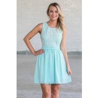 Amanda Embroidered and Embellished A-Line Dress in Sky Blue