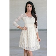 Cream Lace Rehearsal Dinner Dress