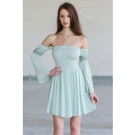 Mint Green Off The Shoulder Boho Fall Festival Dress