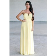 String of Flowers Crochet Lace Yellow Maxi Dress