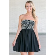 Tangled Webs Strapless Dress in Black