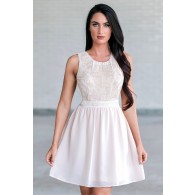 Amanda Embroidered and Embellished A-Line Dress in Cream Blush