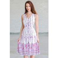 Lavender Rose Button Front Floral Print Midi Sundress