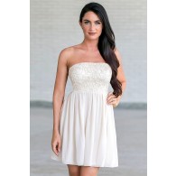 Tangled Webs Strapless Dress in Ivory