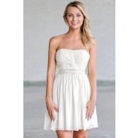 Lace Medallion Twisted Chiffon Dress in Beige