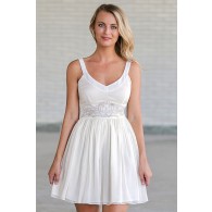 Cream Flourish Waistband Designer Dress