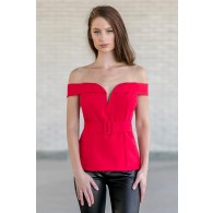 Red Off The Shoulder Holiday Top