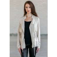 Beige Lightweight Jacket, Cute Fall Beige Jacket