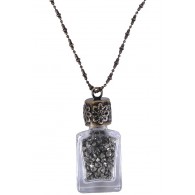 Pyrite Bottle Necklace, Cute Boho Pendant