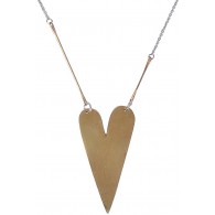 Silver and Gold Heart Necklace, Cute Boho Pendant