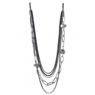 Silver Layered Pyrite Necklace, Cute Boho Jewelry