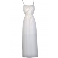 Cream Beaded Maxi Dress, Great Gatsby 1920s Dress, Cute Summer Dress