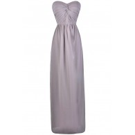 Grey Chiffon Maxi Bridesmaid Dress