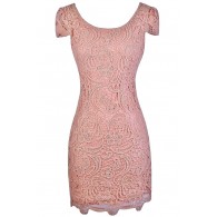 Pink Lace Pencil Dress