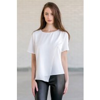 Cute Off White Asymmetrical Top, Cute Outfit for Juniors