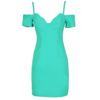 Cold Shoulder Bodycon Bustier Dress in Jade