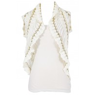 Ivory and Gold Crochet Vest