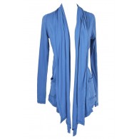 Cozy Up Open Longline Cardigan in Blue