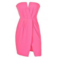 Neon Pink Chiffon Dress, Hot Pink Summer Party Dress, Neon Pink Tulip Skirt Dress