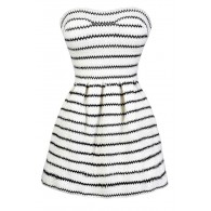 Cute Black and Ivory Stripe Dress, Black and Ivory A-Line Dress, Black and Ivory Stripe Dress, Cute Black and Off White Summer Dress, Black and Ivory Dress