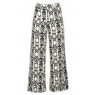 Black and Ivory Palazzo Pants, Black and Ivory Print Pants, Black and Ivory Wide Leg Pants, Geometric Print Palazzo Pants