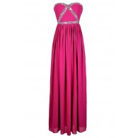 Fuchsia Embellished Maxi Dress, Fuchsia Beaded Prom Dress, Fuchsia Maxi Dress, Cute Fuchsia Prom Dress, Sequin and Rhinestone Fuchsia Prom Dress, Pink Maxi Dress, Beaded Pink Prom Dress