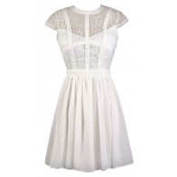 Cute White Dress, White Lace Dress, White Sundress, White A-Line Dress, White Summer Dress, White Party Dress