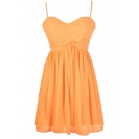 neon coral dress, neon orange dress, neon coral chiffon dress, neon coral party dress, neon party dress, bright neon dress
