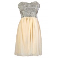 Shine So Bright Textured Strapless Chiffon Dress in Cream