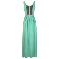 Aqua Maxi Dress, Green Maxi Dress, Mint Maxi Dress, Lace Maxi Dress, Crochet Lace Maxi Dress, Cute Maxi Dress