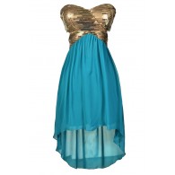 Teal and Gold Dress, Teal and Gold Cocktail Dress, Teal and Gold Prom Dress, Teal and Gold High Low Dress, Green and Gold Dress, Green and Gold Party Dress, Cute Mermaid Dress
