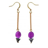 Cute Purple Earrings, Purple Drop Earrings, Purple Dangle Earrings, Purple and Gold Earrings