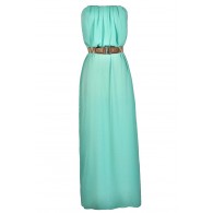 Cute Mint Dress, Mint Maxi Dress, Summer Maxi Dress, Cute Mint Maxi Dress, Belted Maxi Dress, Strapless Mint Maxi Dress