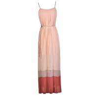 Cute Maxi Dress, Summer Maxi Dress, Colorblock Maxi Dress, Pink and Coral Maxi Dress