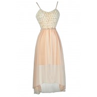 Pale Pink High Low Dress, Blush Pink High Low Dress, Rosette Pink Dress, Cute Pink Party Dress, Pink Rosette Chiffon Dress