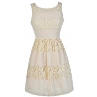 Cute Beige Dress, Beige Lace Dress, Beige A-Line Dress, Beige Party Dress, Beige Summer Dress