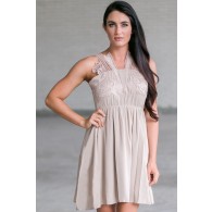 Beige Summer Dress, Cute Beige Sundress, Beige Party Dress