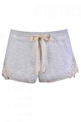 Cute Grey Shorts, Grey Lace Trim Shorts, Cute Casual Shorts, Cute Summer Shorts