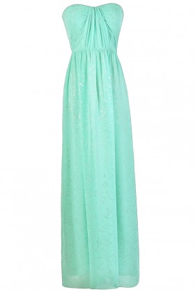 Mint Prom Dress, Mint Formal Dress, Mint and Silver Dress, Mint Chiffon Maxi Dress, Cute Mint Dress, Mint Strapless Maxi Dress