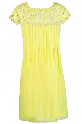 Bright Yellow Dress, Yellow Lace Dress, Yellow A-Line Dress, Yellow Party Dress, Yellow Summer Dress, Bright Yellow A-Line Party Dress