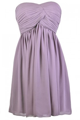 Cute Purple Dress, Purple Strapless Dress, Purple A-Line Dress, Purple Party Dress, Purple Cocktail Dress, Purple Chiffon Dress