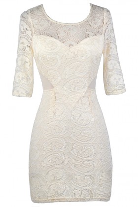 Cream Lace Sheath Dress, Beige Lace Sheath Dress, Cream Lace Rehearsal Dinner Dress, Beige Lace Bridal Shower Dress, Cute Beige Lace Dress, Cream Lace Party Dress, Beige Lace Cocktail Dress