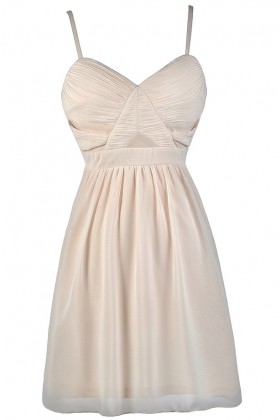 Cute Beige Dress, Beige Party Dress, Beige Cocktail Dress, Beige A-Line Dress, Beige Summer Dress, Beige Rehearsal Dinner Dress, Beige Bridal Shower Dress