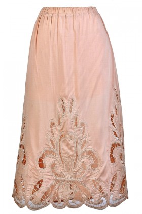 Cute Pink Skirt, Lasercut Midi Skirt, Light Pink Lasercut Skirt, Pale Pink Midi Skirt, Cute Summer Skirt