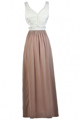 Pink and Ivory Maxi Dress, Blush and Ivory Maxi Dress, Cute Maxi Dress