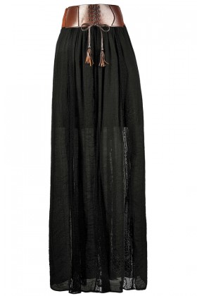 Black Maxi Skirt, Fall Maxi Skirt, Leatherette Maxi Skirt, Prairie Maxi Skirt