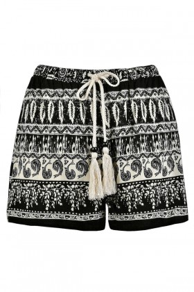 Cute Shorts, Black and Ivory Printed Shorts, Black and Ivory Pattern Shorts